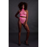 Ouch! Glow Ensemble Bustier et Culotte Filet Rose Fluo
